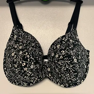 Brand New Ex M&S Cotton Padded Underwired Full Cup Bra 36A Black Floral • £8.99