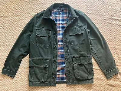 J Crew Mercantile Chore Coat Mens S Green Flannel Lined Barn Field Jacket EUC • $45