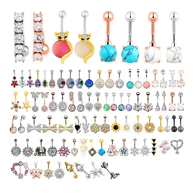 $1.99 • Buy Surgical Steel Belly Button Ring 14G Curved Navel Ring CZ Gem Body Piercing-One