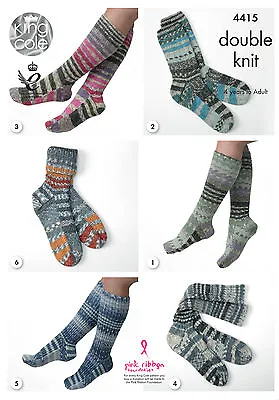 King Cole Pattern 4415.  Socks For The Family.  Knitted On 2 Needles.  Dk • £3.12