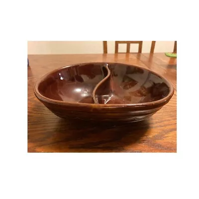 Vintage Brown Daisy Dot MARCREST Oven-Proof Stoneware Divided Serving Bowl • $24.99