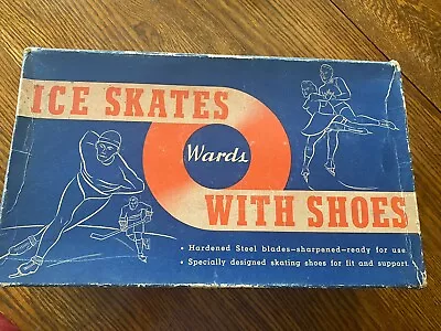 Vintage Woman’s Hockey Ice Skates WARDS White Leather Size 6 Original Box • $19.76