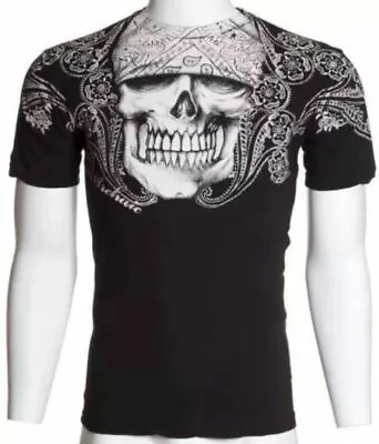 ARCHAIC By AFFLICTION Men's T-Shirt PAISLEY Cross Black Biker S-4XL $40 NWT • $17.95