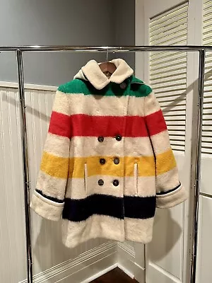 Vintage 70s Hudsons Bay Blanket Coat With Hood 3.5 Point • $350