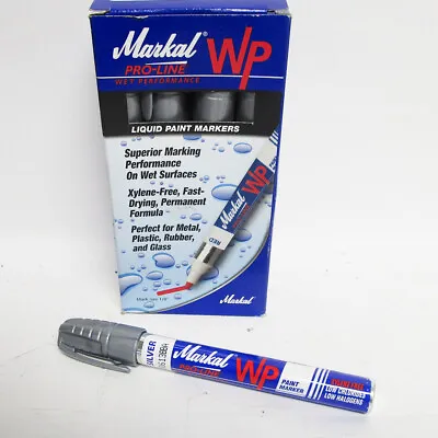 MARKAL PRO-LINE  SILVER LIQUID PAINT MARKER FOR WET SURFACES #96937 12 Per Box • $25