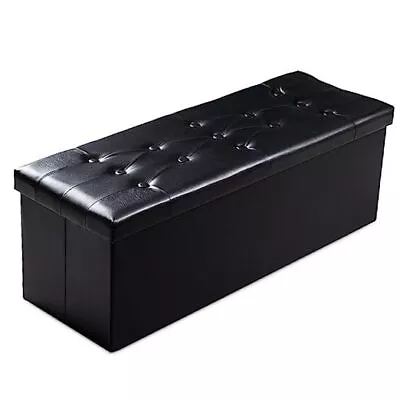  Jumbo Ottoman With Storage [1-Pack] Faux Leather 43x15x15 In(1-Pack) Black • $103.98