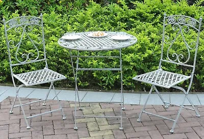 Metal Garden Bistro Set Patio Furniture Outdoor 3 Piece Table Chairs Vintage • £149.99