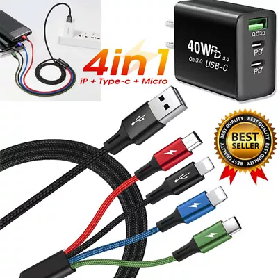 4 In1 Multi USB Charging Cable Fast Charger Cord For IPhone/Samsung/Type C/Micro • $8.99