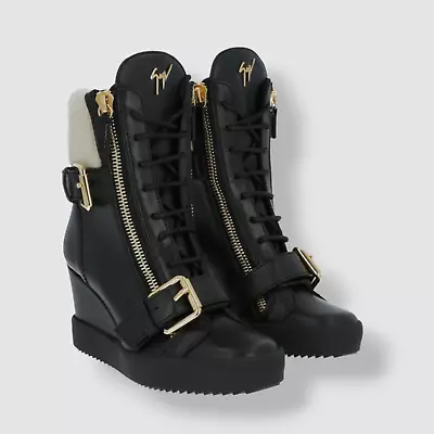 $392.02 • Buy $1114 Giuseppe Zanotti Women's Black Leather Lamay Boot Shoes EU 38 US 8