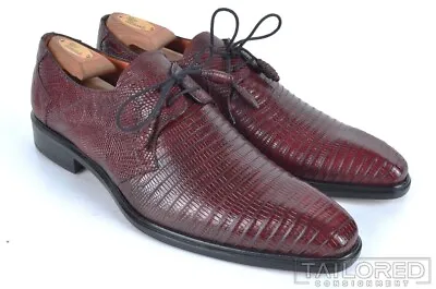 MEZLAN Solid Burgundy GENUINE LIZARD Mens Oxford Dress Shoes BOX - 10.5 M • $308.75