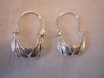 Delicate Silver Hoop Earrings Filigree Heart Taxco Mexico New Tiny • $29.16