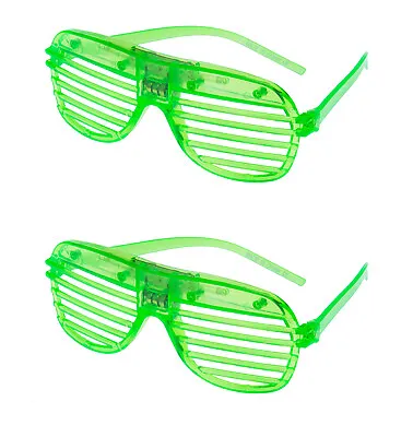£15.99 • Buy 5 Green Flashing LED Shutter Glasses Light Up Rave Slotted Party Glow Sunglasses