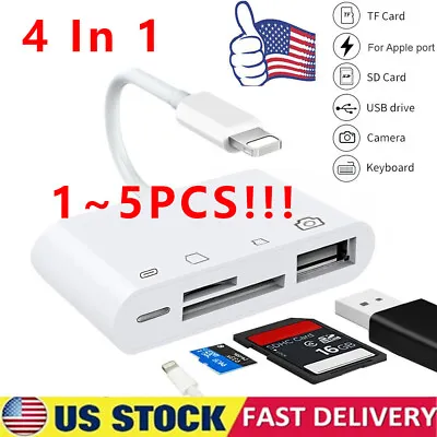 4 In 1 To Card Reader Adapter USB Camera Micro SD Memory Slot For IPhone IPad • $36.89