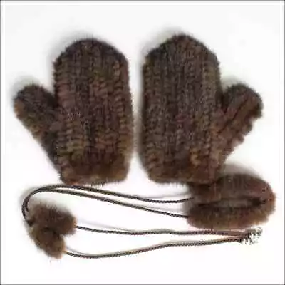 Genuine Brown Mink Knitted Women Men  Mink Fur Glove Mittens Nice • $91.99