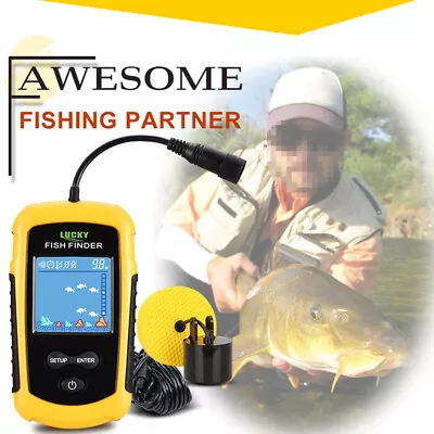 Color Screen Wired Fish Finder 100M Depth Sonar Echo Sounders Fishfinder H6U4 • £33.99