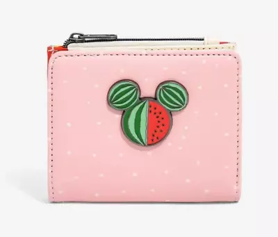 Loungefly Disney Mickey Mouse Fruit Pattern Cardholder Coin Purse Mini Wallet • $29.99