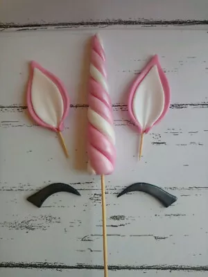 3d Unicorn Horn Ears Eyes Cake Topper Decoration Edible • £13