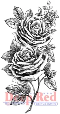 Deep Red Stamps Rose Sketch Rubber Cling Stamps • $7.49