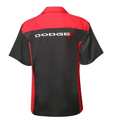 Mechanic Style Button Up Shirt - Black & Red W/ White & Red Dodge Emblem • $44.45