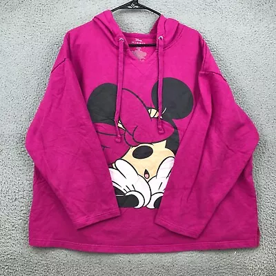 Disney Sweater Womens 1X Pink Minnie Mouse Pullover Hoodie 36334 • $11.39