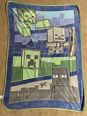 Kids Throw Blanket Minecraft Creeper Glow In The Dark Microfiber 46x60 Green • $24