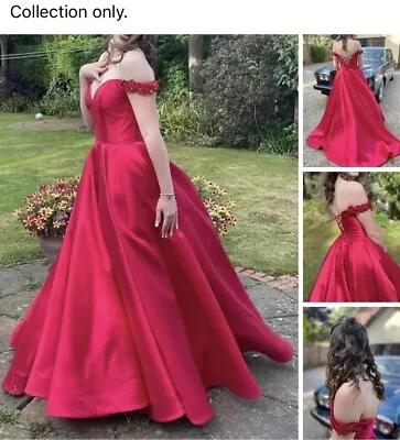 £205 • Buy Ellie Wilde Red Satin Prom Dress (UK Size 6)