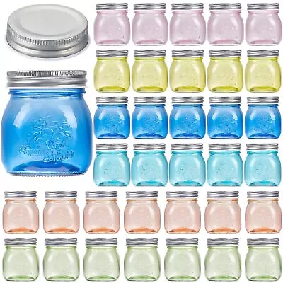 36 Pack Small Colored Mason Jars 8oz / 5oz With Lids Canning Jars Glass Jars ... • $70.51