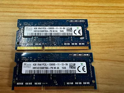 RAM SkHynix Laptop PC3L 12800s (2 X 4GB = 8GB) Great Working Order • $1