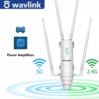 Wavlink AC1200 High Power 2.4G/5G Dual-Band Outdoor WiFi Range Extender Router • $123.49