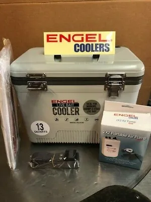 Engel 13Qt-[Gray]-Live Bait Cooler/Net/2x2-Aerator Pump DC Cord/Shoulder Strap • $104.99