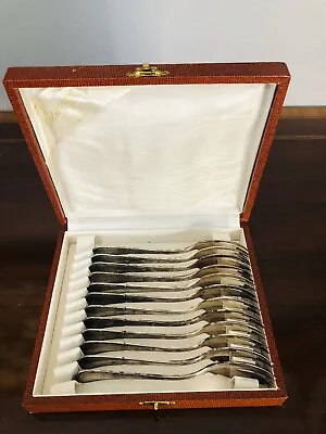 Vintage Twelve (12) M. Tobay Possible Silverplate? Cocktail Shrimp Pickle Forks • $35