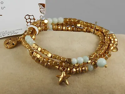 $52.98 • Buy Alex And Ani Rafaelian Gold SAND DOLLAR OCEAN 3 Pc Beaded Stretch Bracelet Set