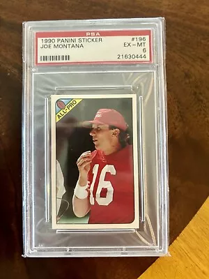 1990 Panini Sticker JOE MONTANA AMERICAN FOOTBALL  #196 PSA 6 Rare  • $16