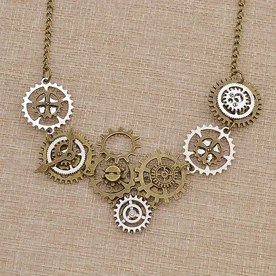 $3.15 • Buy Steampunk Gothic Gear Clock Pendant Chain Necklace Retro Style Jewelry Gift