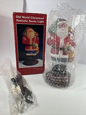 Old World Christmas Patriotic Santa Light GLASS 1996 Original Box EM Merck • $69.95