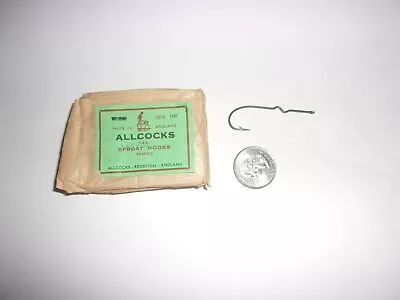 100 Vintage Allcocks Bronze Kinked Shank Popper Size 2/0 Hook Fly - NOS (#7) • $14.99