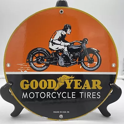 36 Vintage Style  Goodyear Motorcycle Tires  Dealer Sign 12 In. Porcelain Sign  • $99