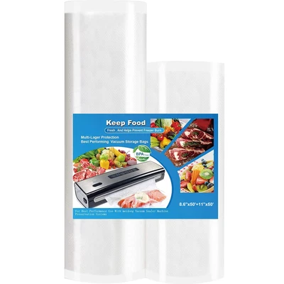 $17.99 • Buy 2 Rolls Food Vacuum Sealer Bags 8.6 X50', 11 X50' Vaccum Saver Storage Seal Bag
