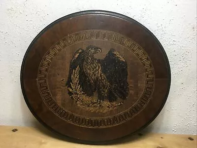 Antique Oval Tilt Top Pedestal Table W/Patriotic American Eagle Image (top) • $300