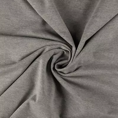Cotton Jersey Spandex Stretch Dress Fabric Material - MID GREY • £87.99