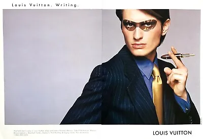 1998 LOUIS VUITTON The Writing Fountain Pen Original 2 Page Magazine PRINT AD • $10.50