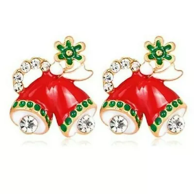 Christmas Stud Earrings Cubic Zirconia Enamel • $12.99