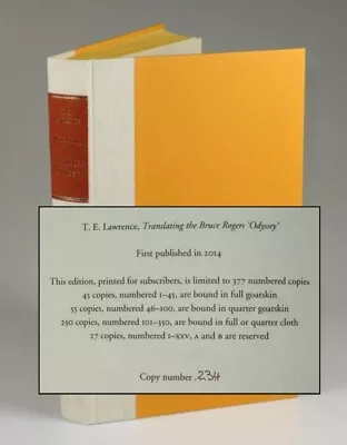 T. E. Lawrence: Translating The Bruce Rogers 'Odyssey' Castle Hill Press #234 • $950