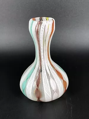 Murano Hand-Blown Zanfirico Latticino Glass Vase • $100