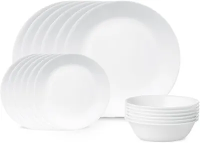 Corelle Winter Frost White Dinnerware Set 18 Pc 6 Dinner Plate 6 Bread/Soup Bowl • $86.98