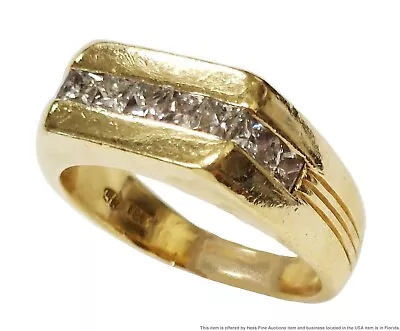 Signed .75ctw Channel Set VS D-F Diamond 18k Gold Mens Vintage Pinky Ring 11.5gr • $539