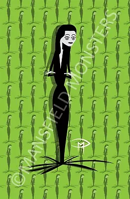 Morticia Addams Family Green Poster 11 X17  Pattern Original Art Doug Mansfield • $19.99