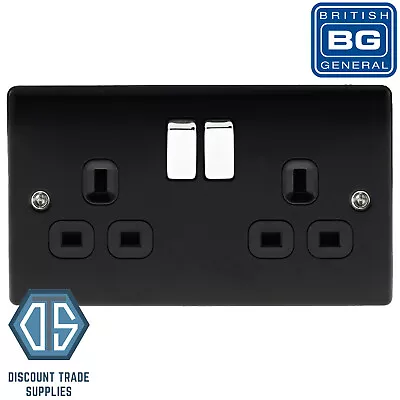 £7.99 • Buy BG Nexus Metal Graphite Matt Black NMB22B Switched Double Socket Double Pole