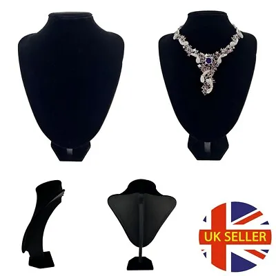 New Mannequin Bust Jewelry Necklace Model Velvet Wooden Stand Display Holder • £9.45