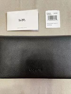 Coach Mens Phone Case/Jacket Wallet NWT Black Sport Leather. Will Hold Passport. • $95